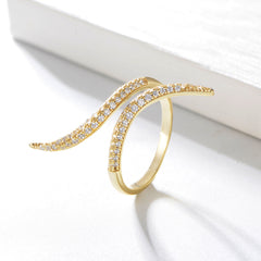Adjustable Opening White Zircon Snakelike Silver Ring for Women