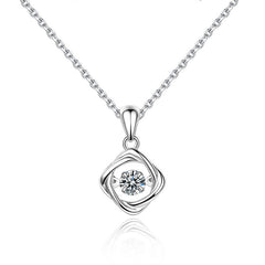 (Pendant Only) Lucky Clover Design with Round Zircon Silver Pendant for Women