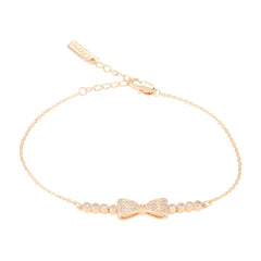 Full Zircon Bow Silver Bracelet for Women