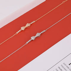 Full Zircon Bow Silver Bracelet for Women