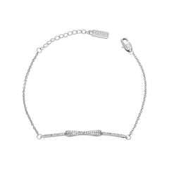 Zircon Thin Bow Silver Bracelet for Women