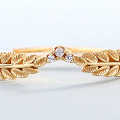 Olive Leaf Three Zircon Opening Sterling Silver Ring