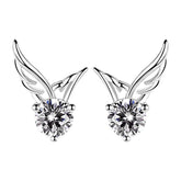 Round Zircon Angle Wings Silver Studs Earrings for Women