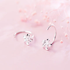 Flower Ear Hook Silver Studs Earrings for Women