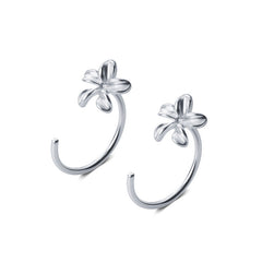 Flower Ear Hook Silver Studs Earrings for Women