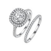 Double Soleste Halo Moissanite Ring and Eternity Ring Pack