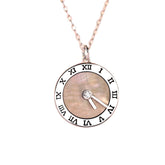 Roman Digital Clock Pendant Silver Necklace for Women