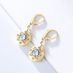 Vintage Circle with Zircon Silver Drop Earrings for Women