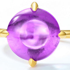 Minimalist Round Shape Amethyst Opening Sterling Silver Ring
