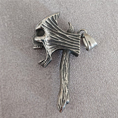 Halloween Skeleton Battle Axe Titanium Steel Pendant for Men