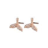 Zircon Fishtail Silver Studs Earrings for Women