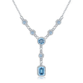 Banquet Jewelry Emerald Cut Natural Gemstones Tassels Silver Necklace