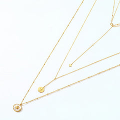 Navigator Round Shape Mother of Pearl Double Layer Sterling Silver Necklace