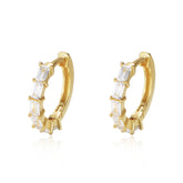 Rectangular Zircon Circle Silver Studs Earrings for Women
