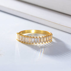 Group Rectangular Zircon Sterling Silver Ring for Women