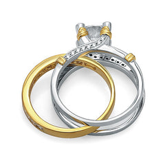European and American Golden and Silver 925 silver Zircon Set Ring