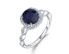 Fashion and Luxury Natural Colourful Gemstone Soleste Halo Sterling Silver Ring for Women