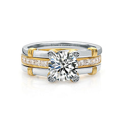 European and American Golden and Silver 925 silver Zircon Set Ring