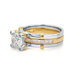 European and American Golden and Silver 925 silver Zircon Set Ring