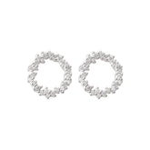 Zircon Garland Silver Stud Earrings for Women