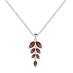 Leaf Marquise Shape Natural Gemstone Silver Necklace