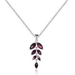 Leaf Marquise Shape Natural Gemstone Silver Necklace