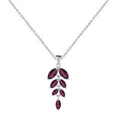Leaf Marquise Shape Natural Gemstone Silver Necklace