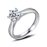 Moissanite Round Cut Six Prongs Cathedral Silver Engagement Ring for Women