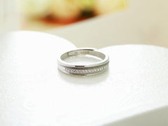 Stripe with a Row of Zircon Silver Couple Ring