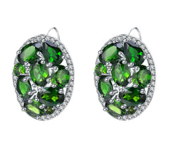 European Natural Gemstones Oval Shape Silver Studs Earrings for Women