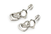 Silver Triple Heart Drop Earrings