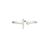 Simple T Shape Zircon Slim Opening Sterling Silver Ring