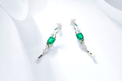 Silk Ribbon Design Enamel Silver Drop Earrings
