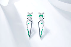 Enamel Bamboo Flower Drop Earrings