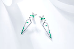 Enamel Bamboo Flower Drop Earrings