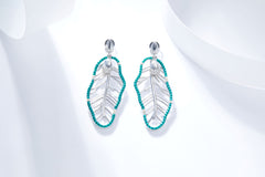 Hollow Banana Leaf Green Topaz Drop Earrings