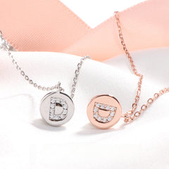 D Letter Circular Medallion Pendant Silver Necklace