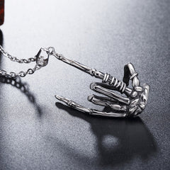 Halloween Ghost Claw Punk Gesture Titanium Steel Necklace for Men