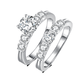 Semi Eternity Moissanite Band Engagement Ring