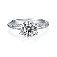 2.0 Carat Round Moissanite Cathedral Engagement Ring