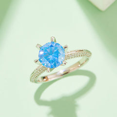 2.0 Carat Round Moissanite Cathedral Engagement Ring