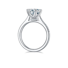 Heart Prongs 2.0 Carat Round Moissanite Engagement Ring