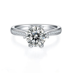Heart Prongs 2.0 Carat Round Moissanite Engagement Ring