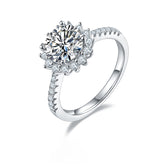 Lotus Halo 2.0 Carat Round Moissanite Engagement Ring