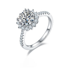 Lotus Halo 2.0 Carat Round Moissanite Engagement Ring