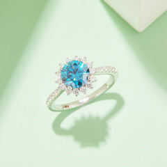 Lotus Halo 2.0 Carat Round Moissanite Engagement Ring