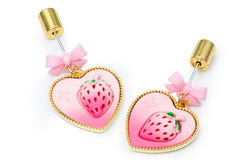 Pink Sweet Strawberry Heart Studs