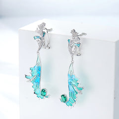 Phoenix Wings Enamel Drop Earrings