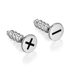 Enamel Screws Silver Stud Earrings
