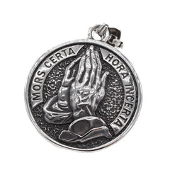 Prayer Hand Round Titanium Steel Pendant for Men